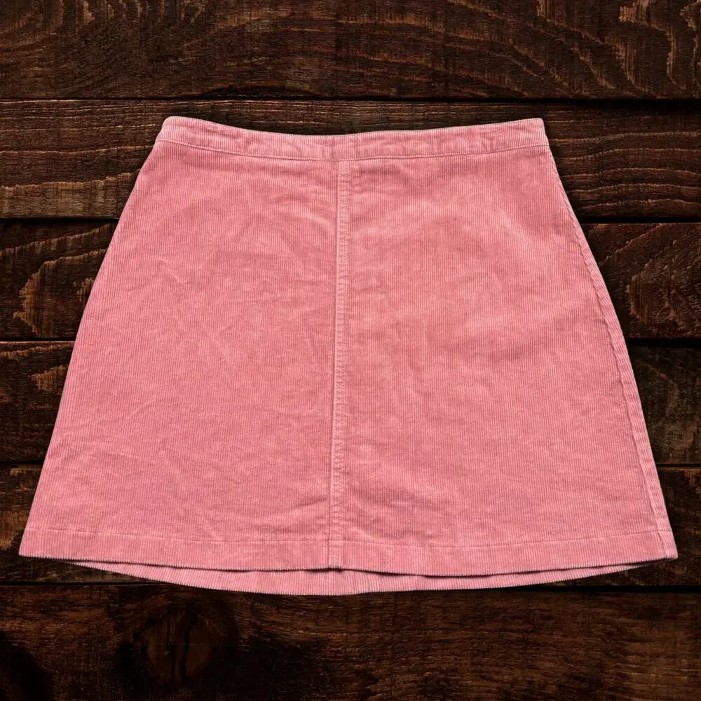 Forever 21 Dusty Rose Corduroy High-Waisted A-Line Mini Skirt Size Large